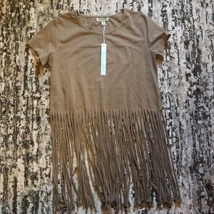 Adorable army green crop top with fringe sz small